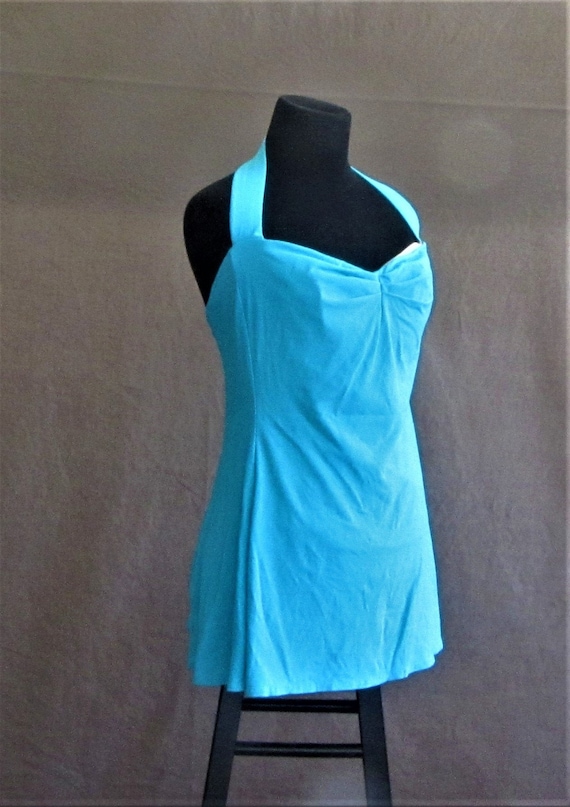 Bathing Suit One Piece Pinched Front Halter Straps Gem