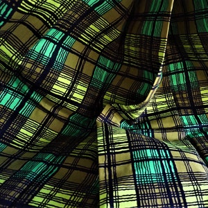 Vtg 60s MCM Plaid Upholstery Fabric, 1pc 48in. x 1 1/8 Yds, Sample Set, Wesco “Georgia” Pattern Series, Screen-print 100% Cotton Vintage 60s