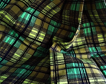Vtg 60s MCM Plaid Upholstery Fabric, 1pc 48in. x 1 1/8 Yds, Sample Set, Wesco &quot;Georgia&quot; Pattern Series, Serigrafía 100% Algodón Vintage 60s