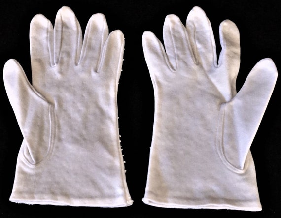 Vtg Women’s Gloves, Beaded Ivory, Size 7, Handmad… - image 7