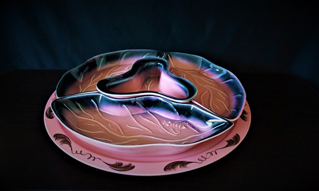 トップス Susan sale Vtg Lazy Susan Set, Pink Rio Grande Ware Complete W/ Matching Hand