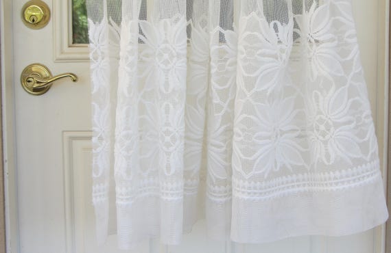 Vintage 60s 70s White Sheer Curtains 2 Panels 40 Long X Etsy