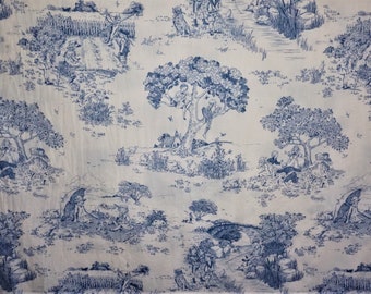 OOP Toile Fabric de Daisy Kingdom Sprintime Allover Toile, No. 1820, Azul y Blanco, Vintage Pre-90s