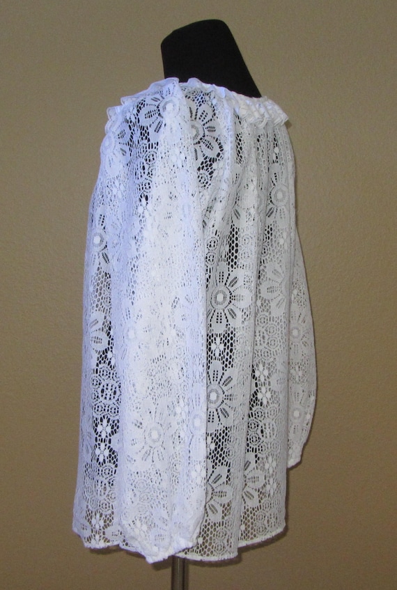 Peasant Top, White Cotton Lace, BoHo Top, Long Sl… - image 2