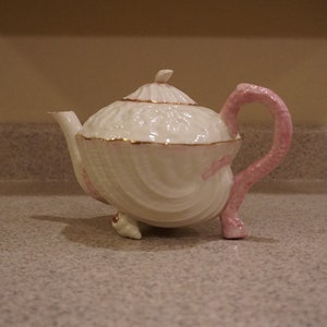 Belleek Neptune Teapot, Collectable, Belleek Ireland, Seashell Teapot, Ocean Inspired Teapot, Vintage 2001