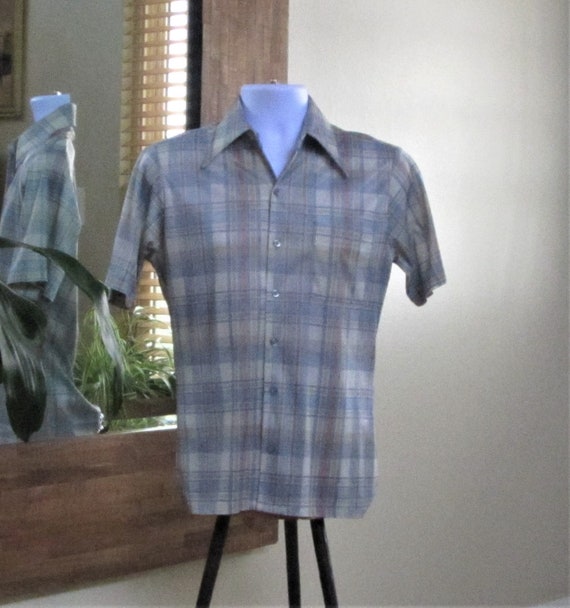 Men’s Button-Down BoHo Hippie Shirt, Short Sleeve… - image 1