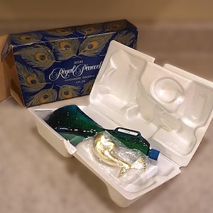 Vtg New-In-Box Avon Peacock Decanter w/ Patchwork Cologne, Vintage 1970s