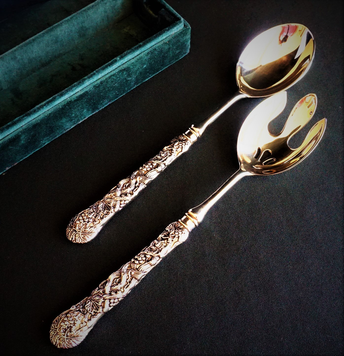 Godinger Silver-plate Serving Gift Set, Orig. Neiman-marcus Green