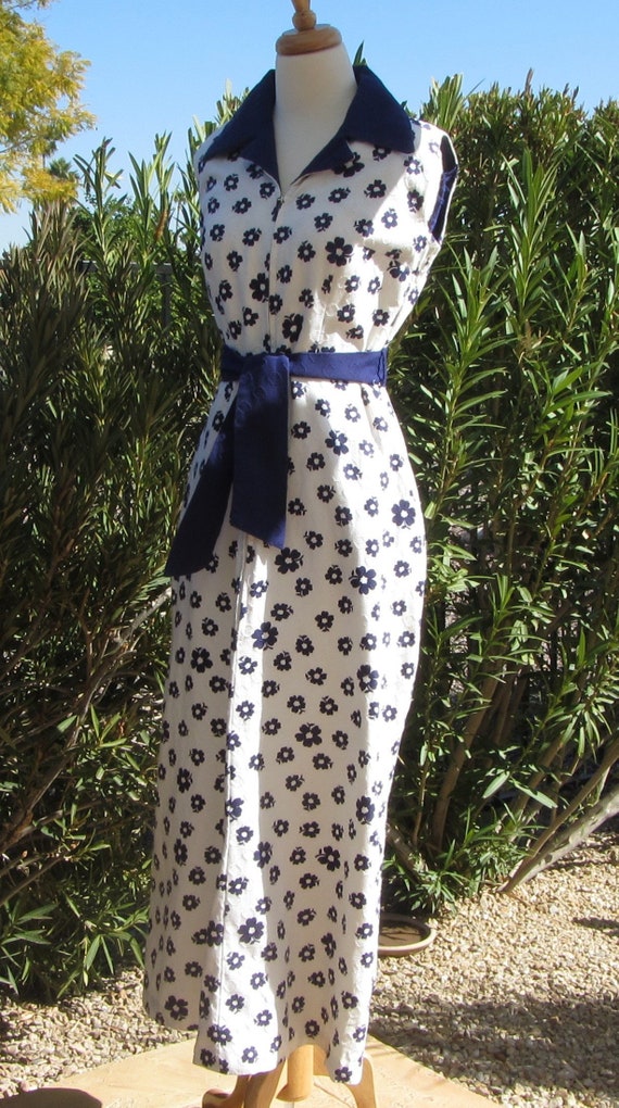 Full Length Textured Cotton Hostess Dress, White w