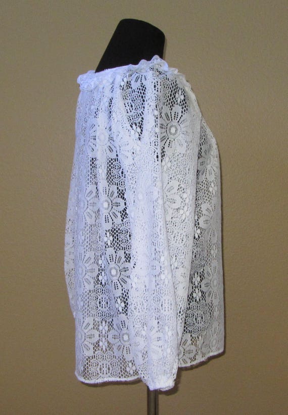 Peasant Top, White Cotton Lace, BoHo Top, Long Sl… - image 4