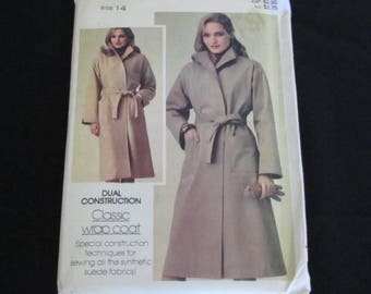 SALE Uncut Butterick Womens Wrap Coat, Sewing Pattern, Butterick 3925, Wrap Coat, Women’s Size 14, Bust 36in, Vintage 80s