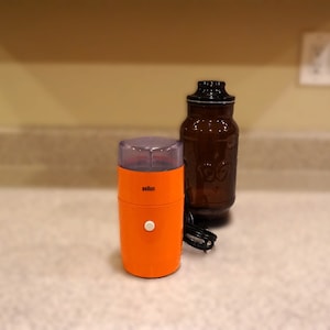 Iconic Braun KSM1 Electric Spice / Coffee Grinder, Orange Reinhold Weiss, Germany, Vintage 1963