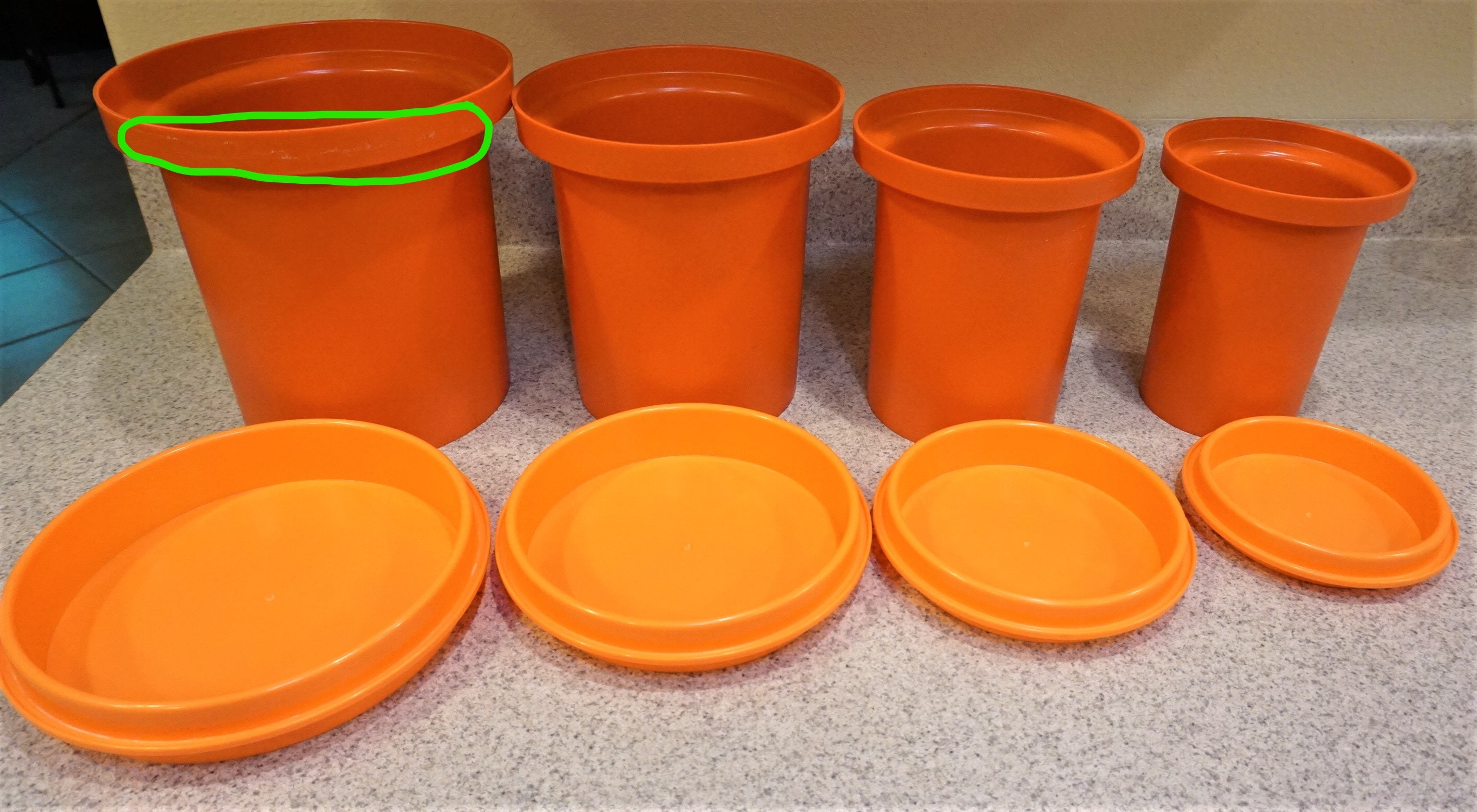 4pc Rubbermaid Flower Power Orange Canister Set, Boho, Hippie, Eclectic  Style, Vintage 60s 70s 