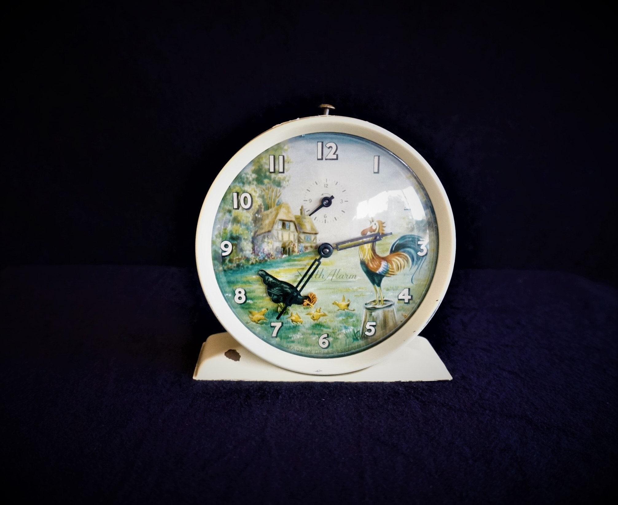 50s Manual Alarm Clock, Animated Pecking Chicken, Smith's Alarm of