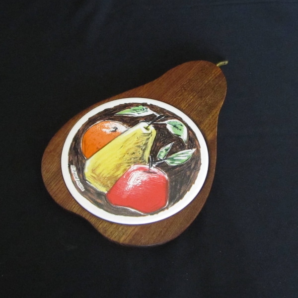 Pear Shaped Cheese Board, Trivet, Wall Hanging, Fred Press, Vintage 80s