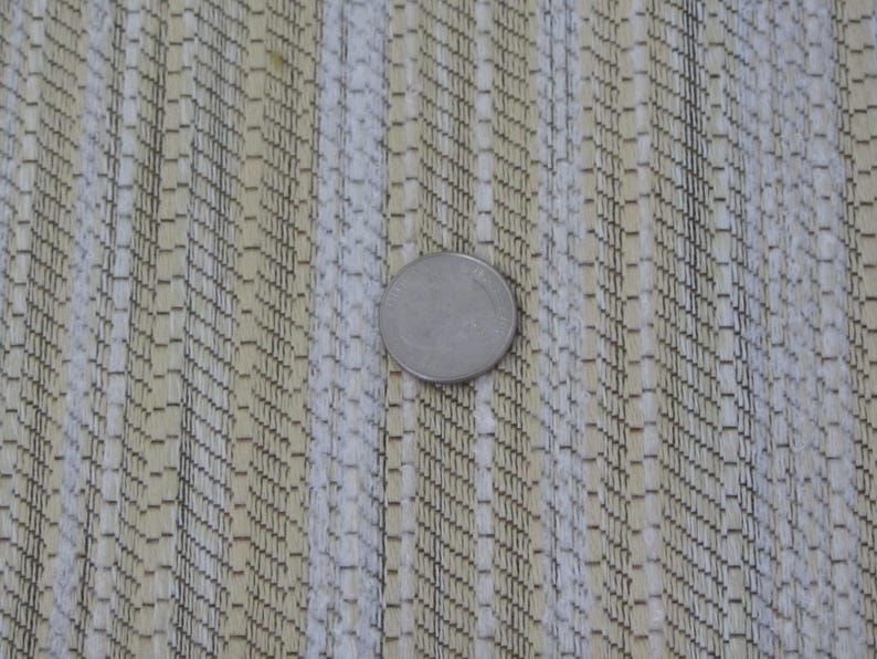 56in W x 1.16 Y Textured Cream and Shimmering Pale Gold Stripes 1pc Upholstery Fabric Vintage 70s