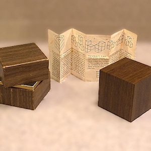 Rompecabezas clásico de madera de nogal en forma de cubo, en caja original, con instrucciones, Dr. Volker Latussek, década de 1960 y 1970