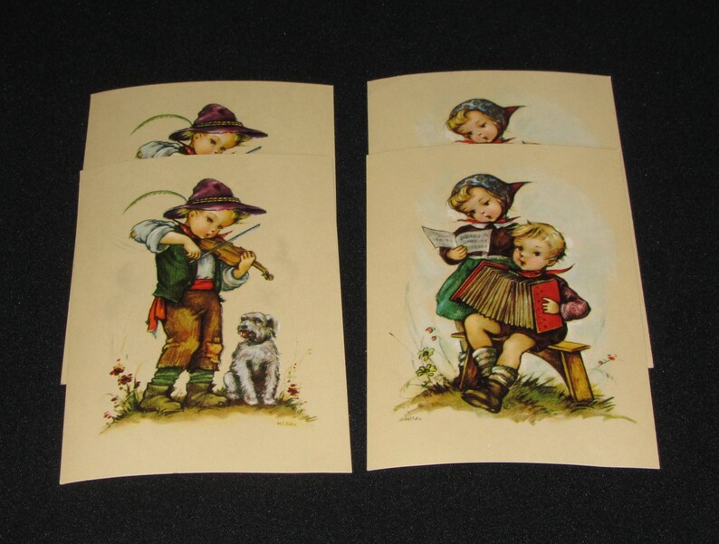 Postcards Hilde Hummel Style Set of 4 Unused Vintage 1940s Etsy
