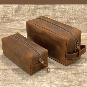 Personalized gift for him, Personalized Fathers Day Gift, Leather Dopp Kit, Customized Leather Toiletry Bag with Monogram, Graduation Gifts image 2