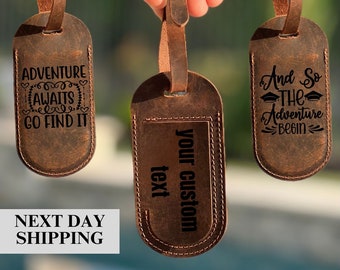 Personalized Leather Luggage tag, Handmade leather tag, Custom Leather Travel Tag, wanderlust gift, Wedding Favor tags, traveler's gift