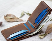 Slim Leather Wallet, Personalized Bifold Wallet, Handmade wallet for men, Fathers day gift