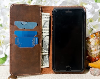 Iphone Xs Leather Case, Wallet Case, Custom Case, Engraved Leather Phone Cover