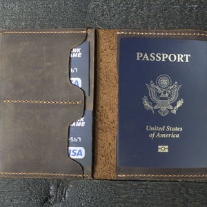 Personalized Leather Passport Travel Wallet, Passport Cover image 1