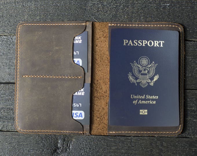 LEATHER TRAVEL WALLET Personalized small Passport Holder Etsy