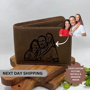Personalized Photo Wallet, Custom Photo Wallet, gift for dad, Personalized Leather Wallet, bifold mens wallet, Gift for Him