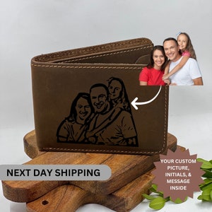 Fathers Day Gift, Personalized Photo Wallet,  Custom Photo Wallet, gift for dad, Personalized Leather Wallet, bifold mens wallet