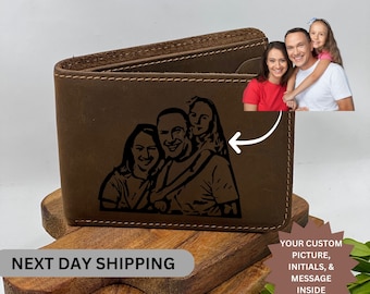 Personalized Photo Wallet, Custom Photo Wallet, gift for dad, Personalized Leather Wallet, bifold mens wallet, Gift for Him