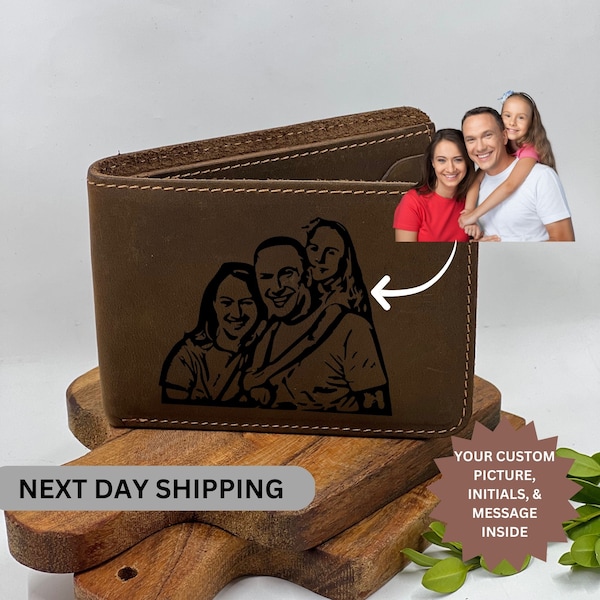 Fathers Day Gift, Personalized Photo Wallet,  Custom Photo Wallet, gift for dad, Personalized Leather Wallet, bifold mens wallet