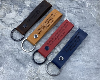 Father's Day Gift Personalized Leather Keychain. Custom Leather Keychain. Wedding Gift, Monogrammed Leather Key fob. Handmade in USA