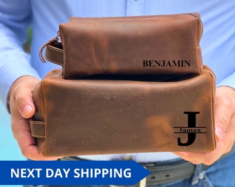 Personalized Leather Toiletry Bag, Leather Dopp Kit Groomsmen Gift, Christmas Gift For Him, Anniversary Gift, Birthday Gift for Men, Husband