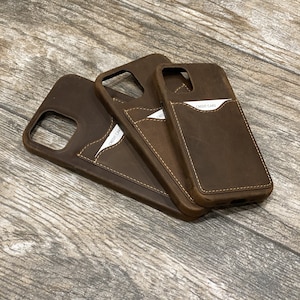 Funda de cuero para iPhone 12 con ranuras para tarjetas de crédito, Phone Wallet