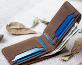 Slim Leather Wallet, Personalized Bifold Wallet, Handmade wallet for men, Fathers day gift