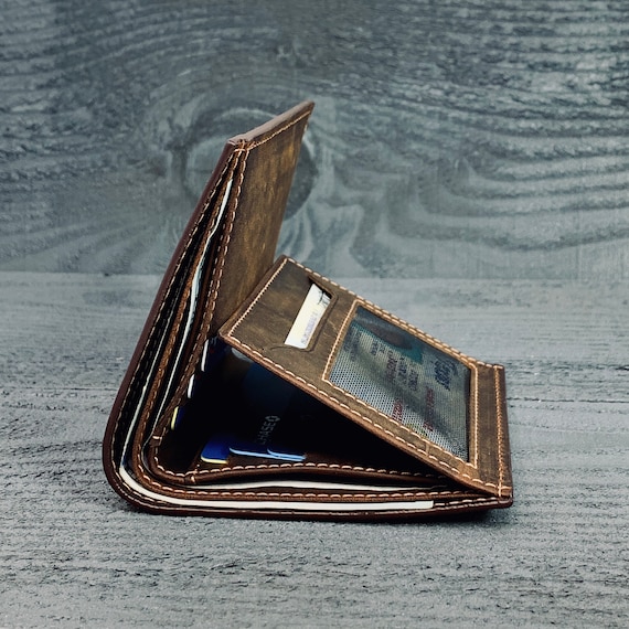 TRIFOLD MENS WALLET, Fathers Day Gift, Personalized Wallet Gift, Minimalist wallet, Leather Wallet Holds Lots of Money