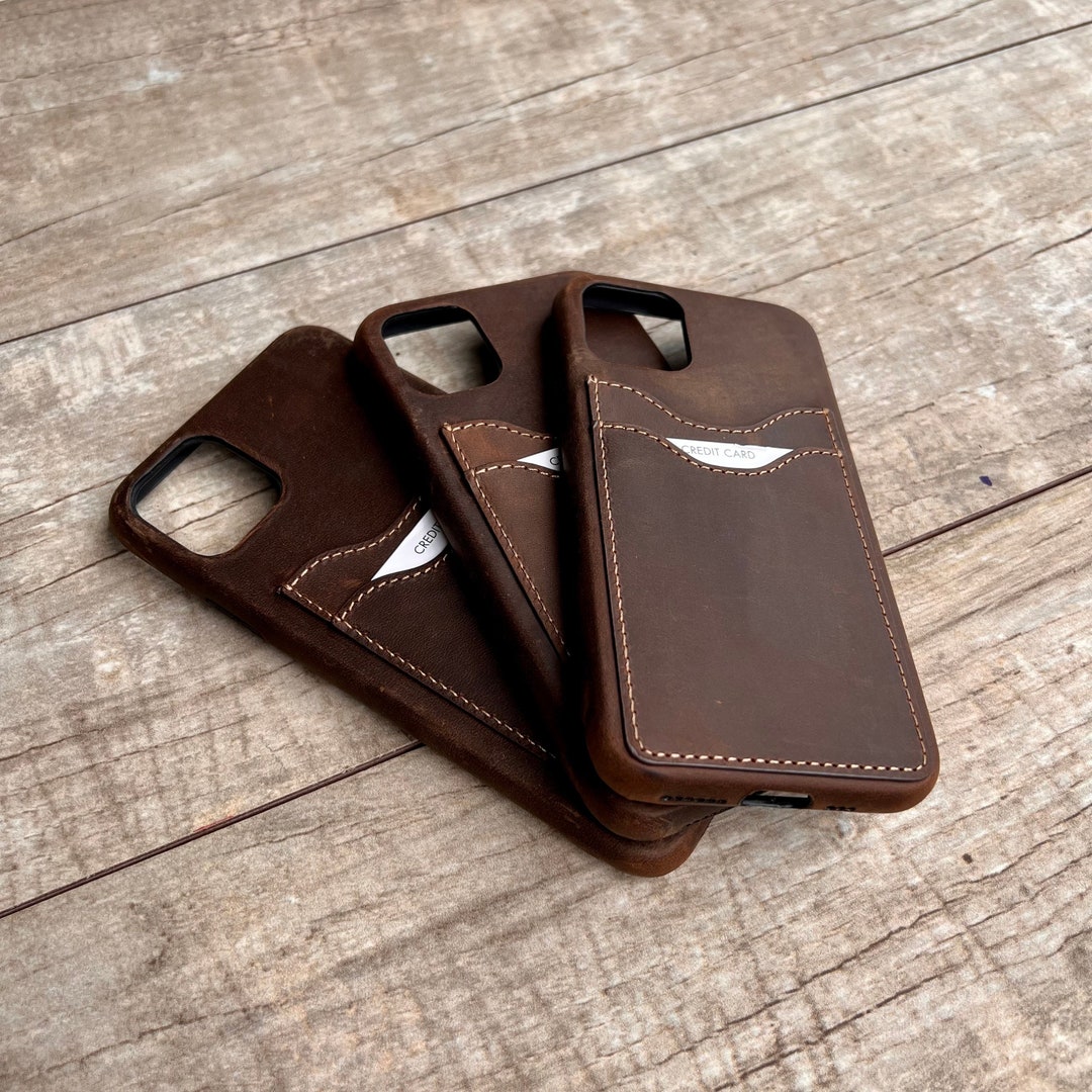 Personalized Leather Case for iPhone 11, Phone Case Initials Engraving