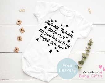Baby Shower Gift Love Baby Onesie Cute Newborn Baby Outfit Star Baby Clothes Twinkle Twinkle Little Star Onesie\u00ae Personalized Baby Onesie
