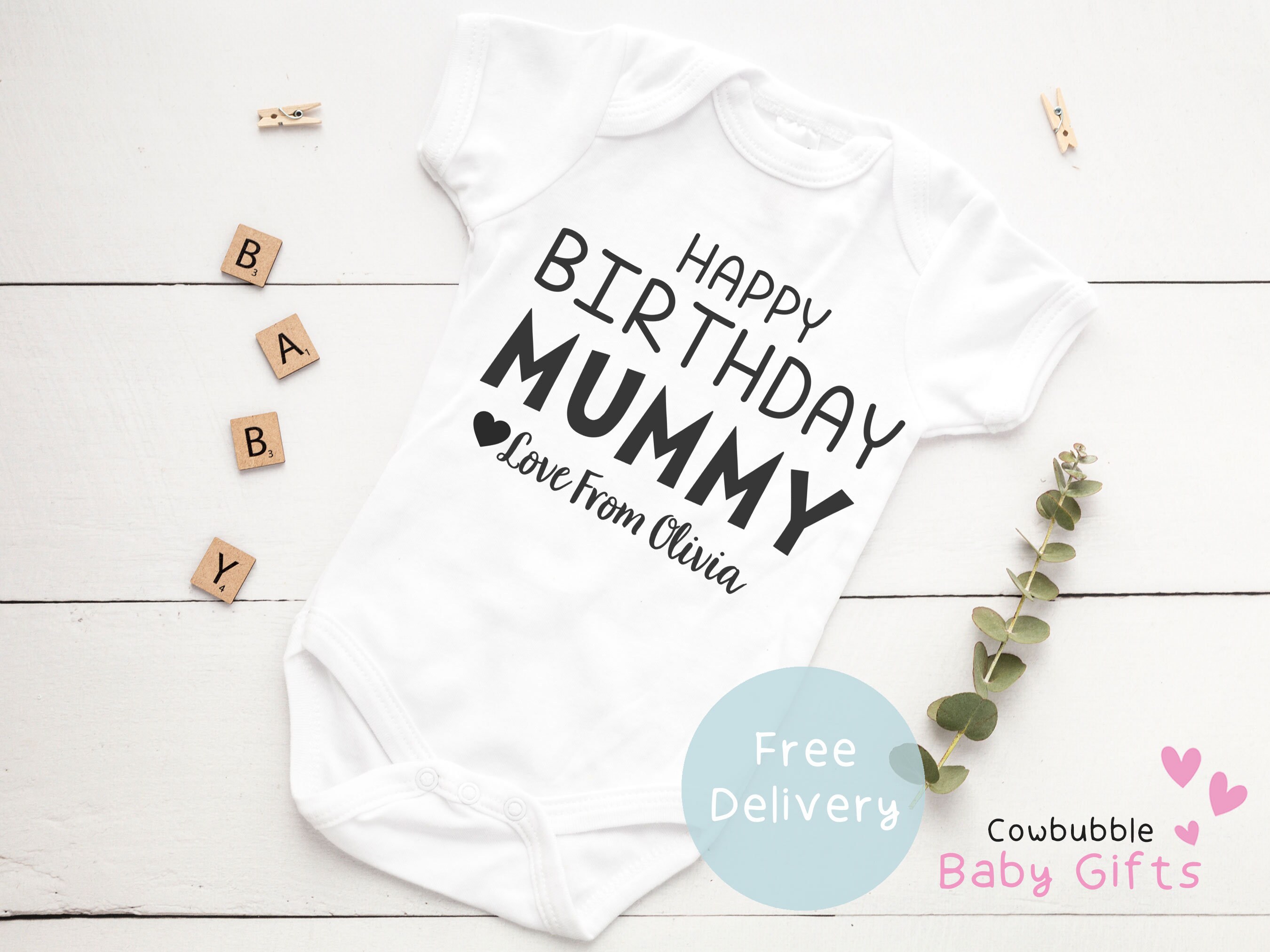 Happy Birthday Mummy Cute Boys and Girls Baby Vest Bodysuit