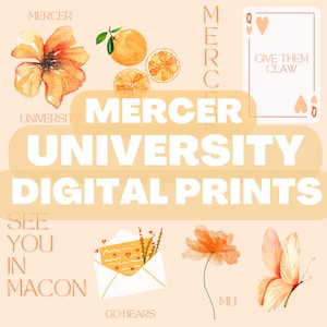 Juego de 8 impresiones digitales estéticas naranjas de la Universidad de Mercer