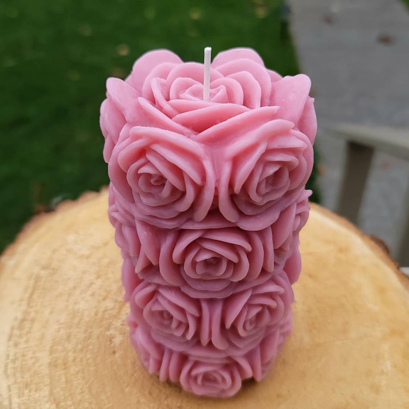 Rose Pillar Candle Dusty Pink Rose Gift Mother's Day Etsy