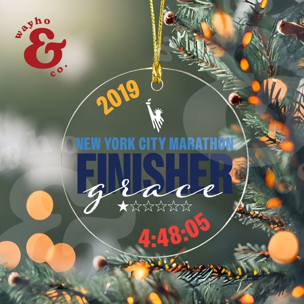 Custom New York City Finisher Ornament | Marathoner, Runner, Marathon, Half Marathon, Gift, Birthday, Christmas, Majors, Six Stars, NYC