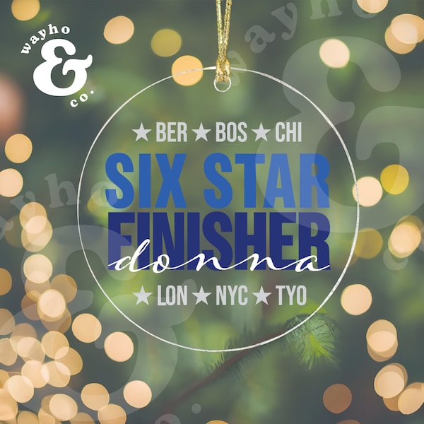 Custom Six Star Finisher Ornament | Marathoner, Runner, Marathon, Half Marathon, Gift, Birthday, Christmas, Majors