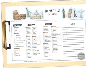 packing checklist etsy