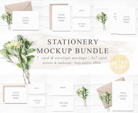 Download Stationery Mockup Bundle Styled Photography Mockup 5x7 Card Etsy PSD Mockup Templates