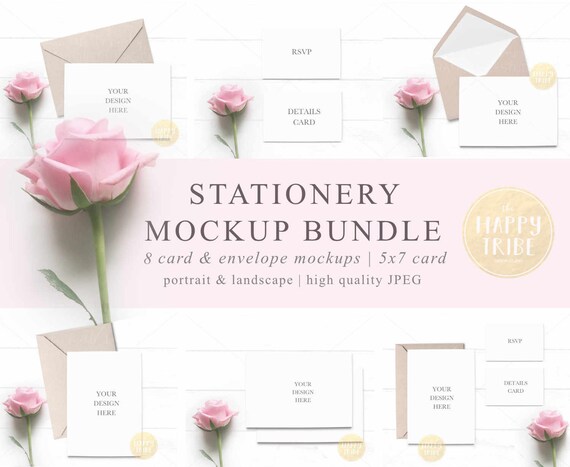 Download Stationery Mockup Bundle Styled Photography Mockup 5x7 Card Etsy PSD Mockup Templates