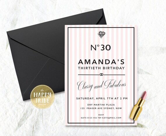 Birthday Invitation Classy And Fabulous Invitation Bridal Etsy