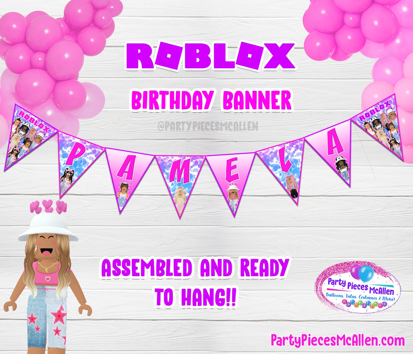 Roblox Girl Birthday Banner Roblox Girl Personalized Banner Etsy - roblox pictures girl