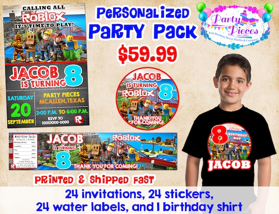 Roblox Party Package Roblox Invitations Roblox Birthday Etsy - 22 pc roblox balloon set other set options roblox birthday etsy